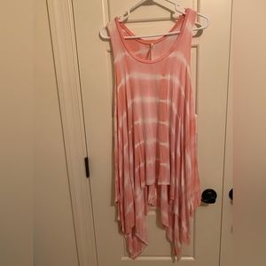 🌸Pink & White Tie-Dyed Mittoshop Sleeveless Tunic